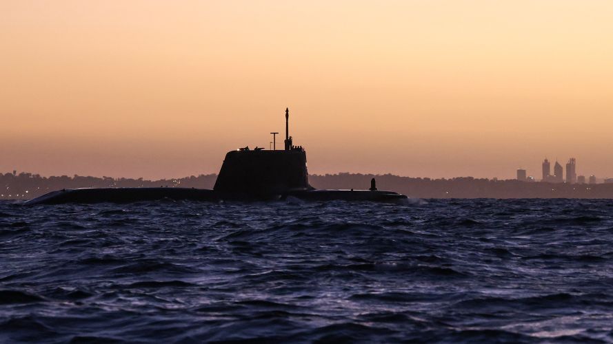 HMS Anson prepares to enter HMAS Stirling, a Royal Australian Navy base in Western Australia, with the state capital Perth in the background HMS Anson prepares to enter HMAS Stirling, a Royal Australian Navy base in Western Australia, with the state capital Perth in the background