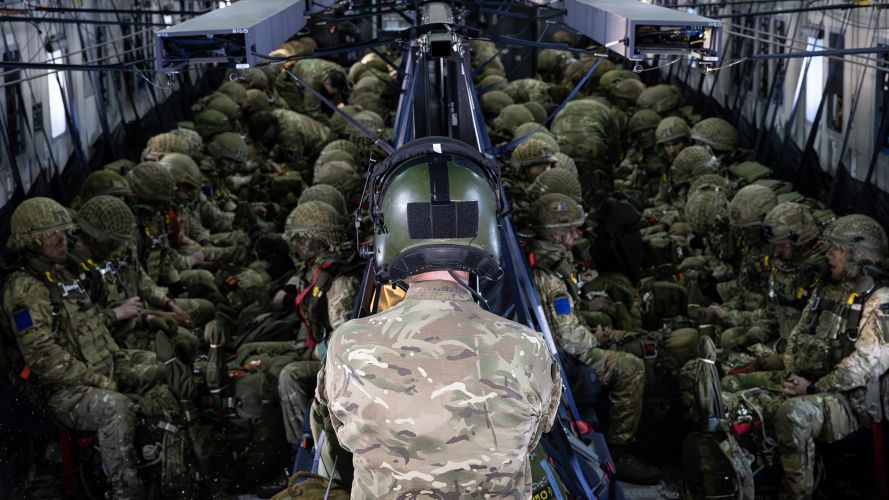 The airborne soldiers from 2 Para head to the drop zone (DZ) in Brittany on board an RAF Atlas C.1 – better known as the A400M (Picture: MOD) The airborne soldiers from 2 Para head to the drop zone in Brittany on board an RAF Atlas C.1 - better known as the A400M (Picture: MOD)