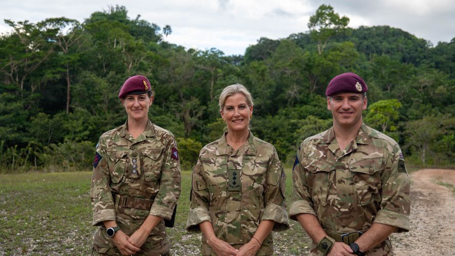 The Duchess poses with personnel (Picture: Buckingham Palace) The Duchess poses with personnel