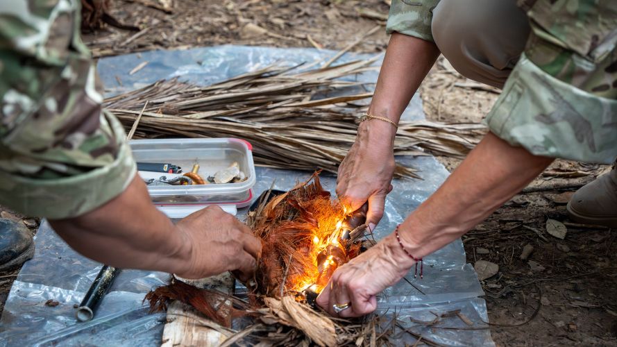 The fire lit by the Duchess of Edinburgh (Picture: Buckingham Palace) The fire lit by the Duchess of Edinburgh