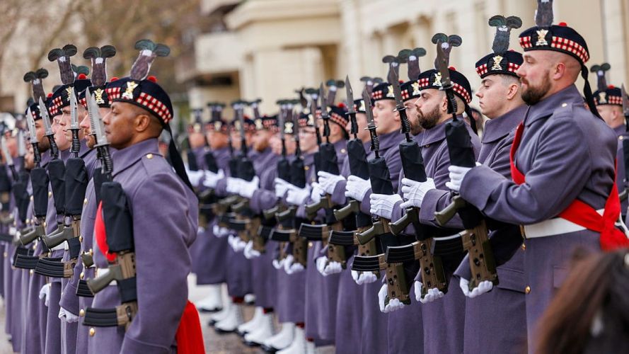 For the next few weeks, they will add some ceremonial duties south of the border to their repertoire (Picture: MOD) Balaklava Company, 5th Battalion Royal Regt of Scotland fit for role