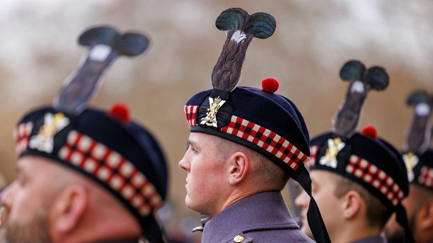 Their hard work and attention to detail were placed under the spotlight with a rigorous inspection of ceremonial uniform and drill sequences (Picture: MOD) Balaklava Company, 5th Battalion Royal Regt of Scotland fit for role