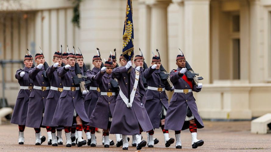 For the next few weeks, they will add some ceremonial duties south of the border to their repertoire (Picture: MOD) Balaklava Company, 5th Battalion Royal Regt of Scotland fit for role