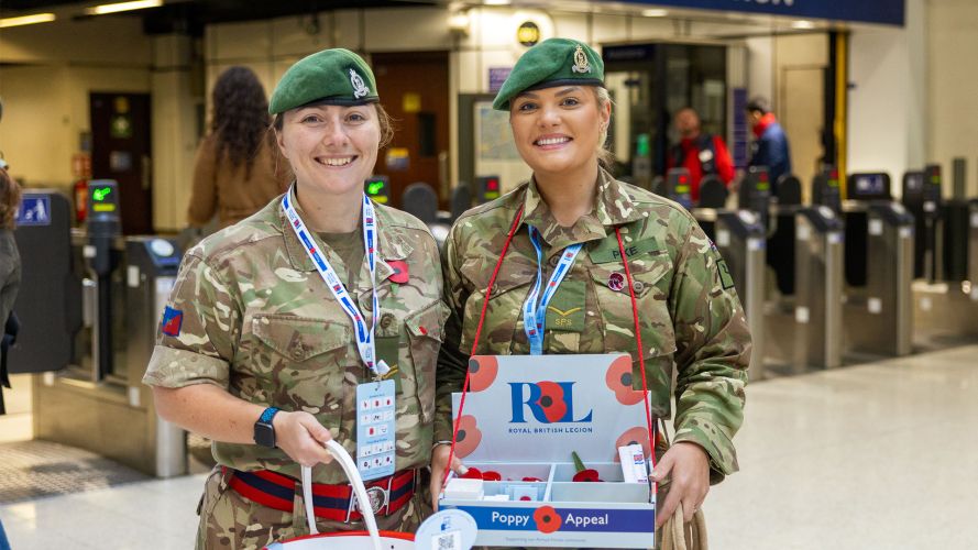 Corporal Kriehn and Lance Corporal Pike of the Staff and Personnel Support Branch – a large part of the Adjutant General's Corps – sell poppies at Marylebone Station in London Corporal Kriehn and Lance Corporal Pike of the Staff and Personnel Support Branch - a large part of the Adjutant General's Corps - sell poppies at Marylebone Station in London