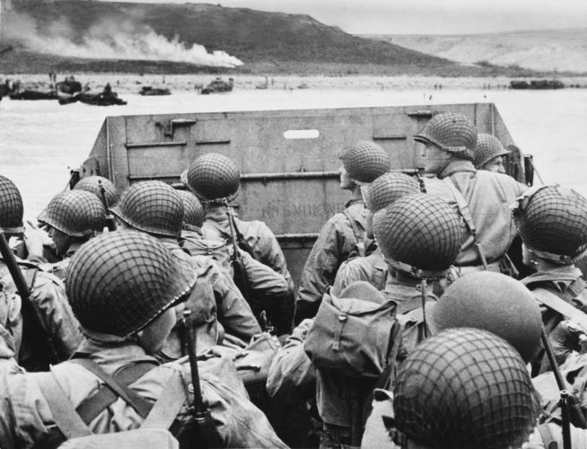 American assault troops get ready to land on Omaha beach (Picture: Chronicle/Alamy Stock Photo). American assault troops get ready to land on Omaha Beach