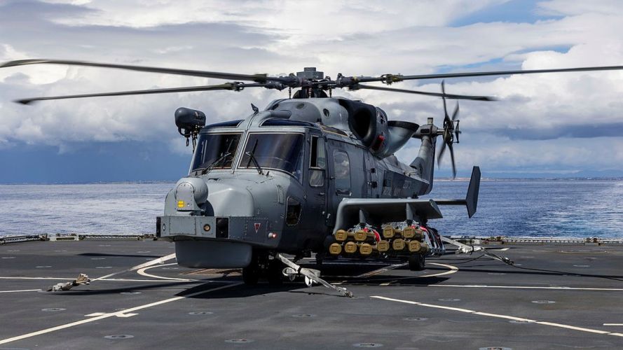 HMS Dragon's Wildcat HMA Mk2 helicopter, seen here armed with Martlet lightweight anti-ship missiles HMS Dragon's Wildcat HMA Mk2 helicopter, seen here armed with Martlet lightweight Anti-ship missiles