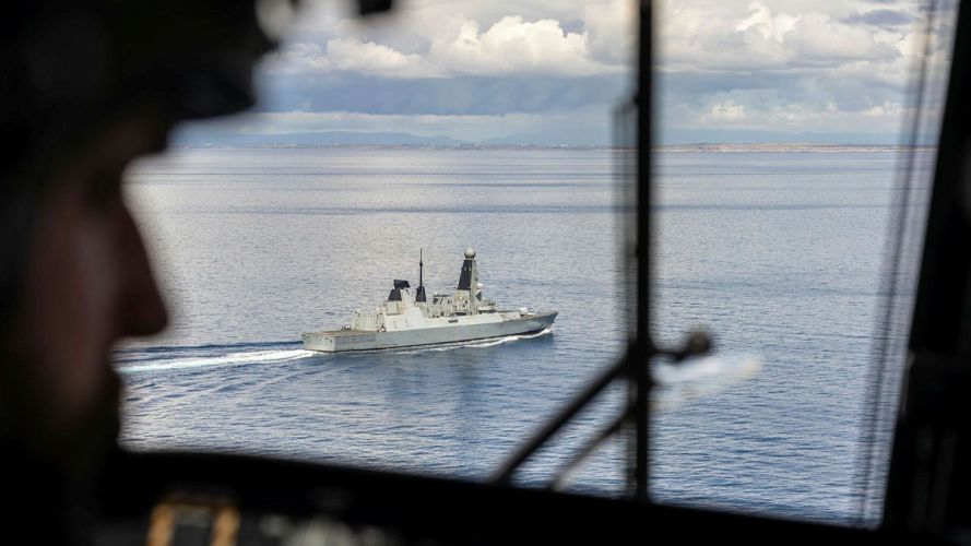 HMS Dragon conducting a PHOTEX close to Cyprus as seen from the ship’s Wildcat helicopter during operations as part of government tasking HMS Dragon conducting a PHOTEX close to Cyprus as seen from the ship’s Wildcat helicopter during operations as part of government tasking