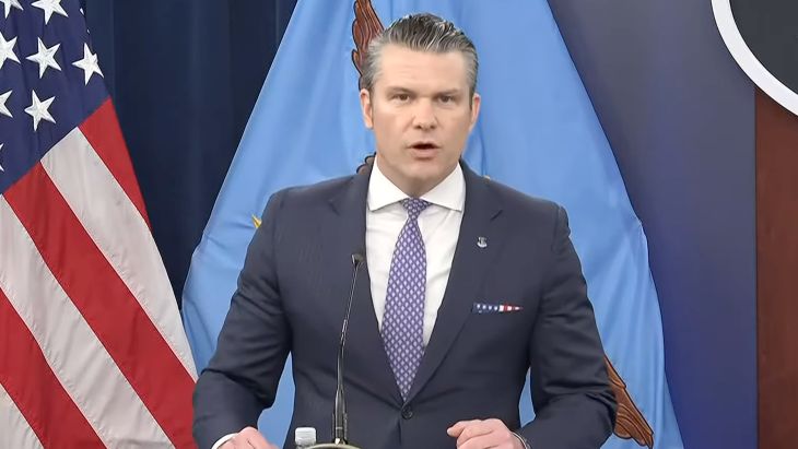 US Secretary of War Pete Hegseth giving an update on Epic Fury