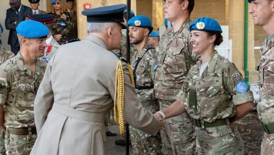 Air Chief Marshal Sir Richard Knighton visited reservists from 8th Battalion The Rifles who recently took over Op Tosca (Picture: UNFICYP)