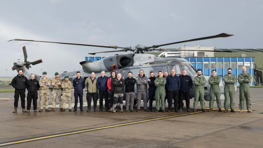 03022026 UK trials crew with Wildcat from 815 Naval Air Squadron behind them CREDIT MOD CREDIT MOD