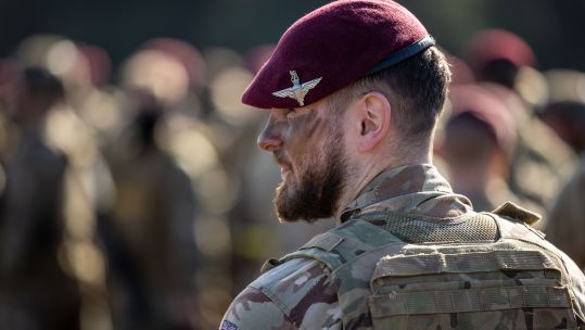 Is this the ultimate example of allyness? A soldier from 2 Para wears his beret a very unofficial - but very Parachute Regiment way - at the end of the Anglo-French Exercise Orion