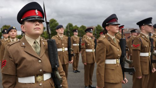 Female recruits are mixed in with male trainees in dedicated platoons at AFC Harrogate (Picture: BFBS)