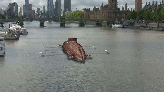 Artist impression of the Drebbel Submarine on the River Thames (Picture: BFBS)