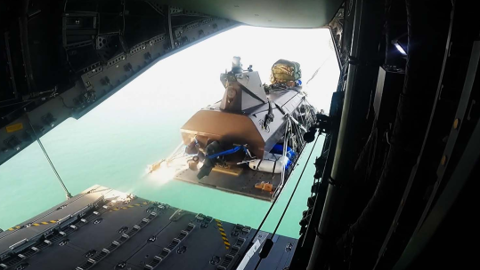 The Kraken USV was air-dropped from an A400M transport aircraft (Picture: Royal Navy)