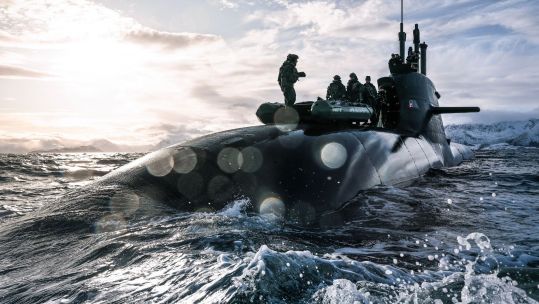 Royal Marines hitch a ride on German Submarine during Exercise Cold Response
