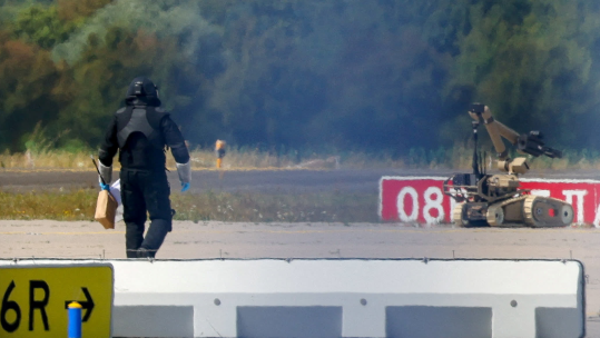 The drone threat at Leipzig Airport was neutralised before any damage occurred but represents the evolving security threat on German soil (Picture: Reuters)