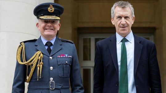 The newly appointed Defence Secretary Dan Jarvis was greeted at MOD head office by the Chief of the Defence Staff, Air Chief Marshal Sir Richard Knighton (Picture: MOD)