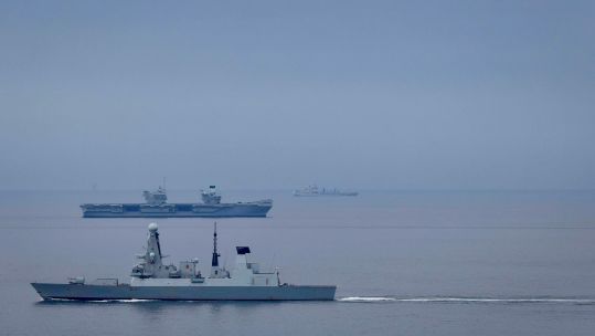 HMS Duncan alongside HMS Prince of Wales before Exercise Dynamic Mongoose (Picture: HMS Duncan X)