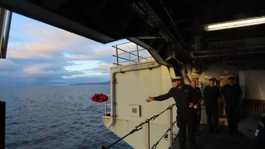 Personnel from HMS Queen Elizabeth laid a wreath over the wreckage in the Firth of Clyde in Scotland (Picture: HMS Queen Elizabeth on X)