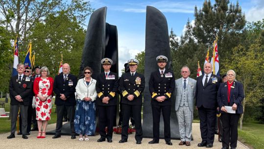 Rear Admiral Andy Perks and Commodore Ben Haskins were joined by Vice Admiral Robert Gaucher, Commander Submarine Forces, US Navy at the service (Picture: Leigh Dodds)