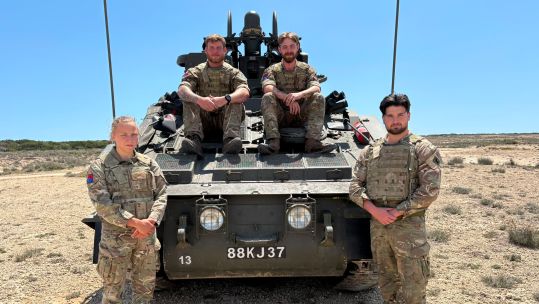 Typhoons, F-35Bs and Wildcats are all patrolling the skies over Cyprus on the lookout for drones, while the Stormer does the same job from the ground (Picture: BFBS)