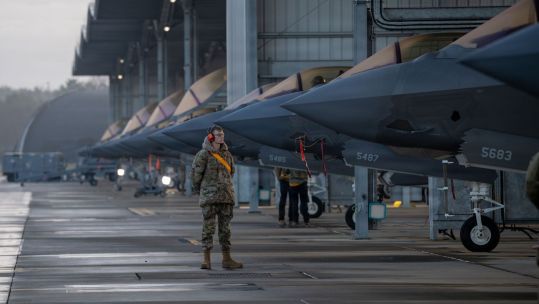 RAF Lakenheath hosts the US Lockheed Martin F-35 Lightning II, which are also operated by the RAF (Picture: DVIDS)