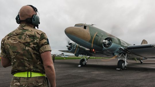 The final leg of the round-Britain tour to commemorate the 90th anniversary of the first flight of the prototype saw the Spitfire TR9 team with a C-47 Dakota operated by the Battle of Britain Memorial Flight