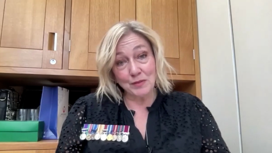 Founder of military charity Beyond The Wire, Jilly Carrell, speaking with BFBS Forces News (Picture: BFBS)