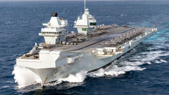 At one point in her deployment, HMS Prince of Wales's complement of F-35Bs was supplemented by some Lightnings from the Italian navy