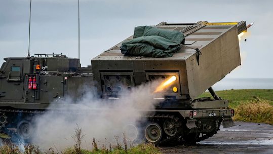 PrSMs will be launched from the M270 Guided Multiple Launch Rocket System, a self-propelled armoured missile and rocket launcher which is one of the Royal Artillery's most powerful weapons (Picture: MOD)