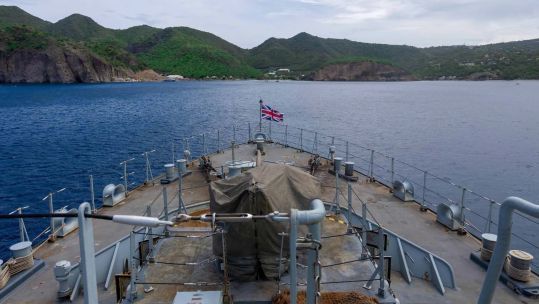 A view of Montserrat from the bow of HMS Trent Picture MOD