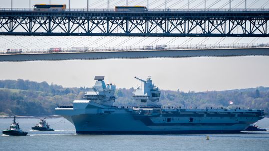 The Forth Bridge is one of three bridges the Royal Navy carrier had to navigate under after leaving the dockyard