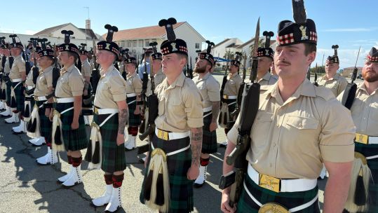 4 Scots form up in front of their families at Alexander Barracks in Cyprus
