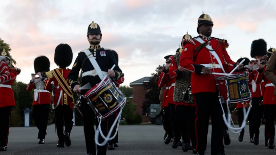 Corps of Drums and Bugle Platoons from the Irish Guards, The Royal Anglian Regiment and the Rifles participated in this year's Beating Retreat