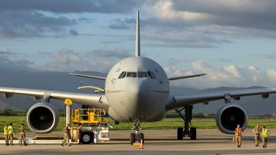 An RAF Voyager transported the UK International Search and Rescue team to Venezuela (Picture: MOD)