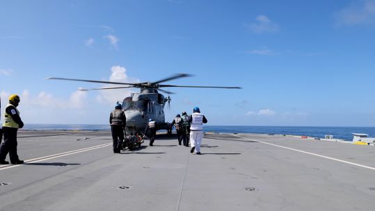 280525 Wildcat on HMS PWLS anti-submarine warfare traiing in the North Atlantic CREDIT MOD