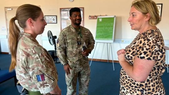 Armed Forces Comissioner Polly Miller-Perkins joins troops in Cyprus (Picture: BFBS)
