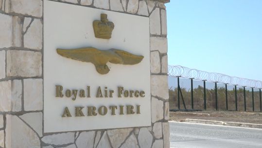 Akrotiri Base sign at 70 CREDIT BFBS