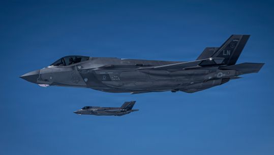 Combat Archer US Air Force F-35A F-35A Lightning II fly in formation 230726 CREDIT DVIDS