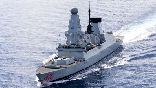 HMS Dragon close to Cyprus as seen from the ships wildcat helicopter 250326 CREDIT MOD