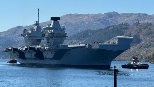 HMS Prince of Wales re-supllied at Glen Mallan jetty on Loch Long Scotland