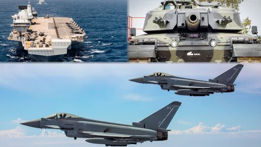Aircraft carrier, tank and Typhoon jets