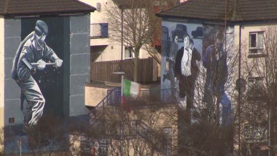 Murals on sides of houses in Londonderry
