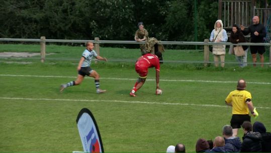 The Army's Niumata Corivuka touches down over the whitewash to draw the scores level with ten minutes left to play (Picture: BFBS)