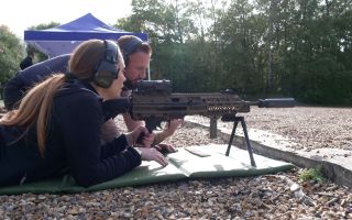 Sian Grzeszczyk Melbourne prepares to fire a belt of ammo from the Evolys