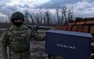 A Russian soldier with Starlink