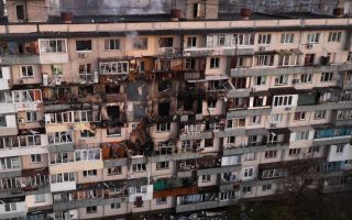 The damage wrecked on a building during another strike on Ukraine (Picture: State Emergency Service of Ukraine)