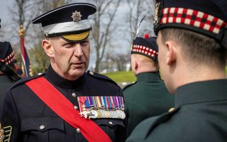 Garrison Sergeant Major Vern Stokes casts his eye over the soldiers - he's responsible for ensuring ceremonial proceedings go off without a hitch and ensuring professional standards are maintained