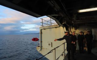Personnel from HMS Queen Elizabeth laid a wreath over the wreckage in the Firth of Clyde in Scotland (Picture: HMS Queen Elizabeth on X)