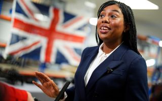 Kemi Badenoch during a visit to Evolve Dynamics in Farnham, Hampshire